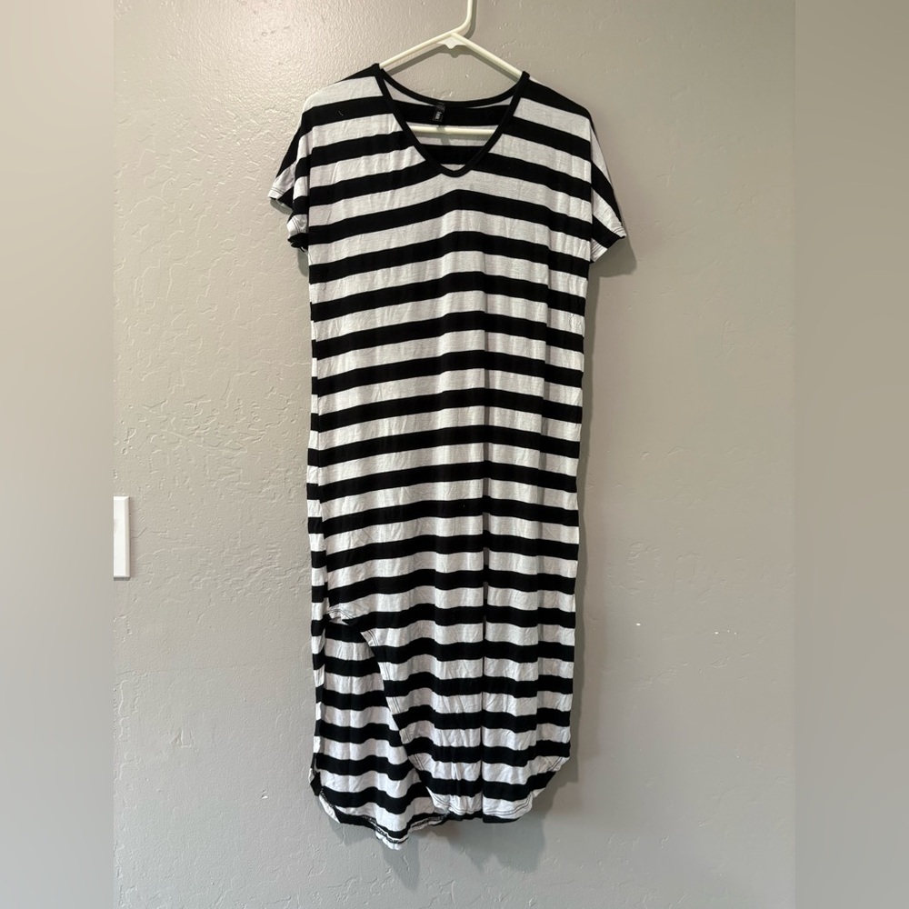 Femmina Black & White Striped Short Sleeve Dress